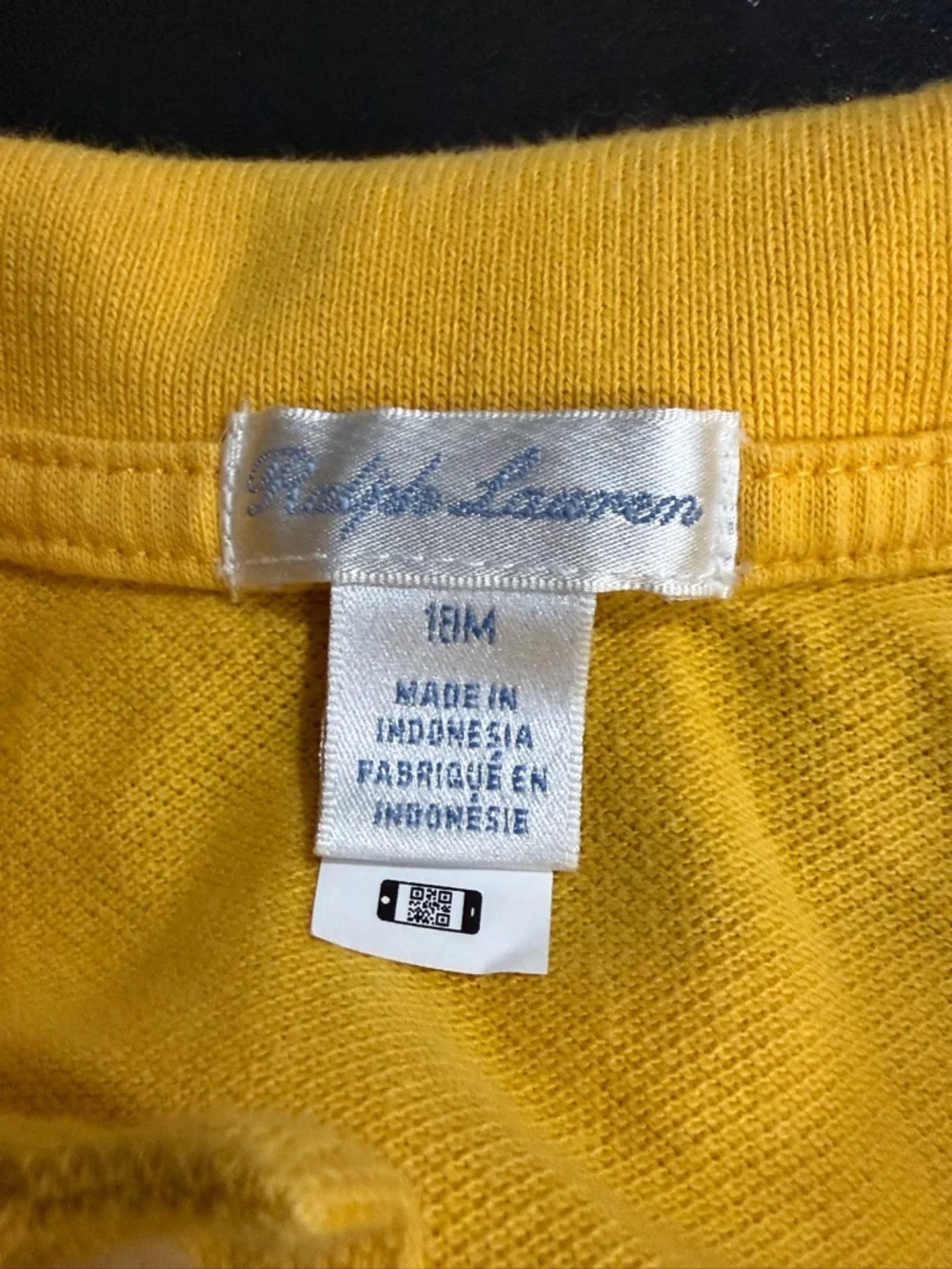 Ralph Lauren Bright mustard Yellow Polo with Blue Pony 18 months